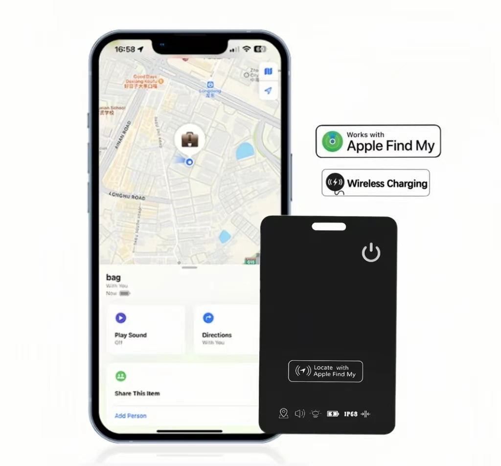 MFI Smart Wallet Tracker GPS Card Key Finder Tag IOS Only 'Find My' Locator with Anti-Lost 4G Technology